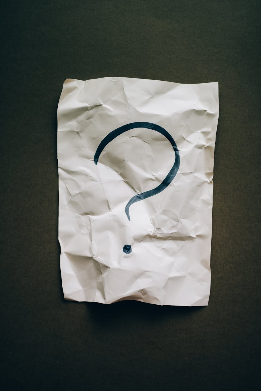 question mark on crumpled paper