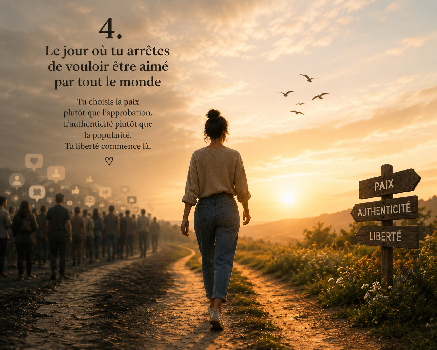 4.Le jour où tu arrêtes de vouloir être aimé par tout le monde