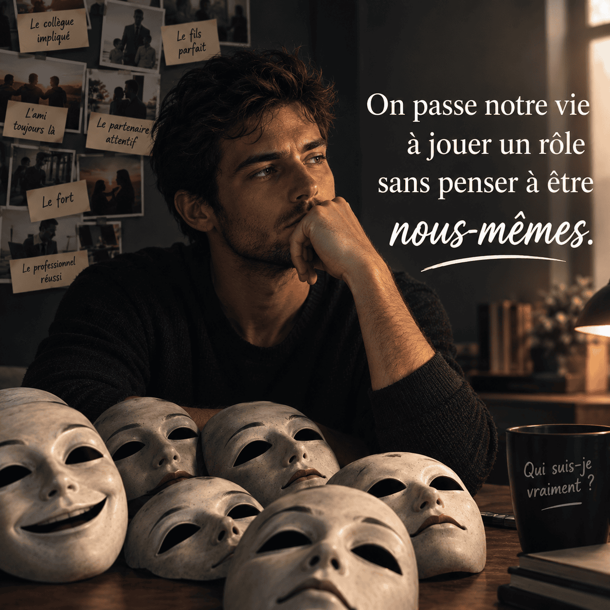 On passe notre vie à jouer un rôle sans penser à être nous-mêmes